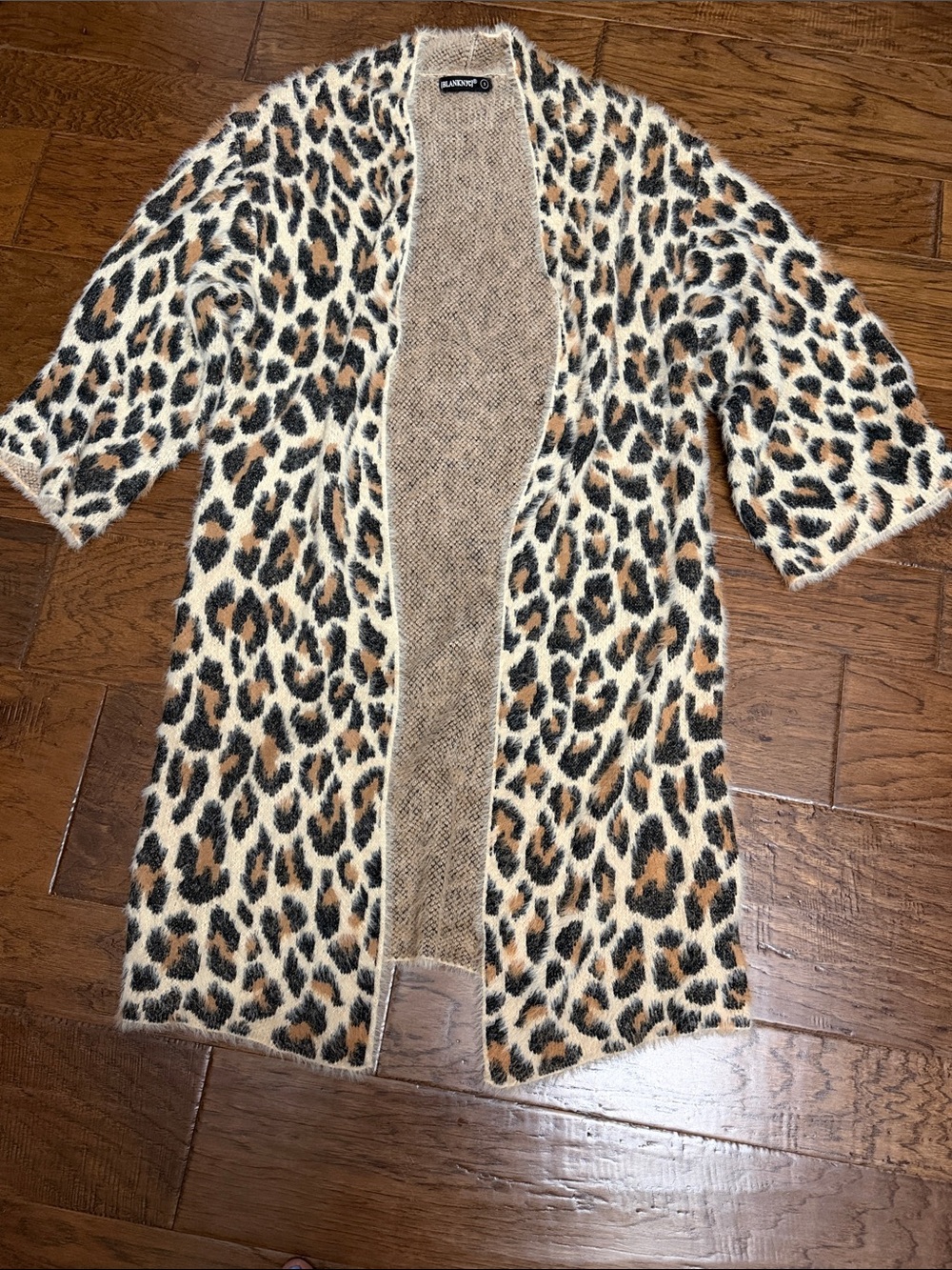 Blank NYC Leopard-Print Open Front Cardigan - Cream, Brown & Black